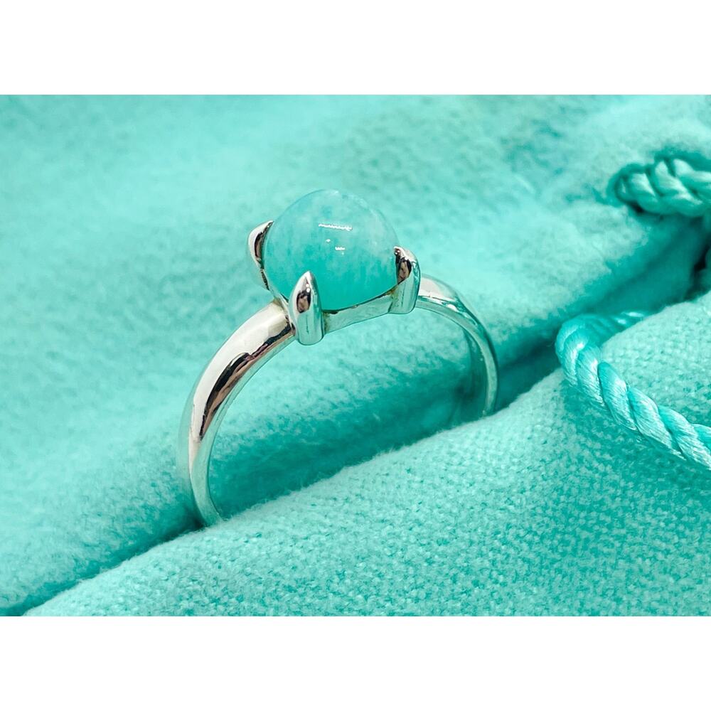 Tiffany & Co. Paloma Picasso 7mm Amazonite Sugar Stacks Ring - Size 6.75 - Picture 13 of 16